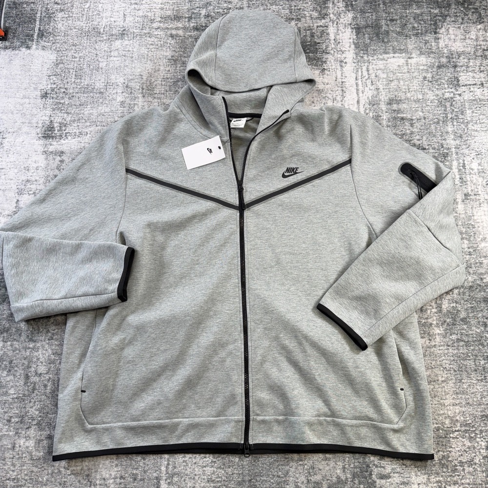 Nike Tech Fleece Hoodie Mens 4XL Heather Gray Full Zip Sweatshirt Sportswear NEW